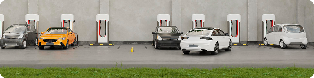 Commercial EV Charging Station with multiple vehicles